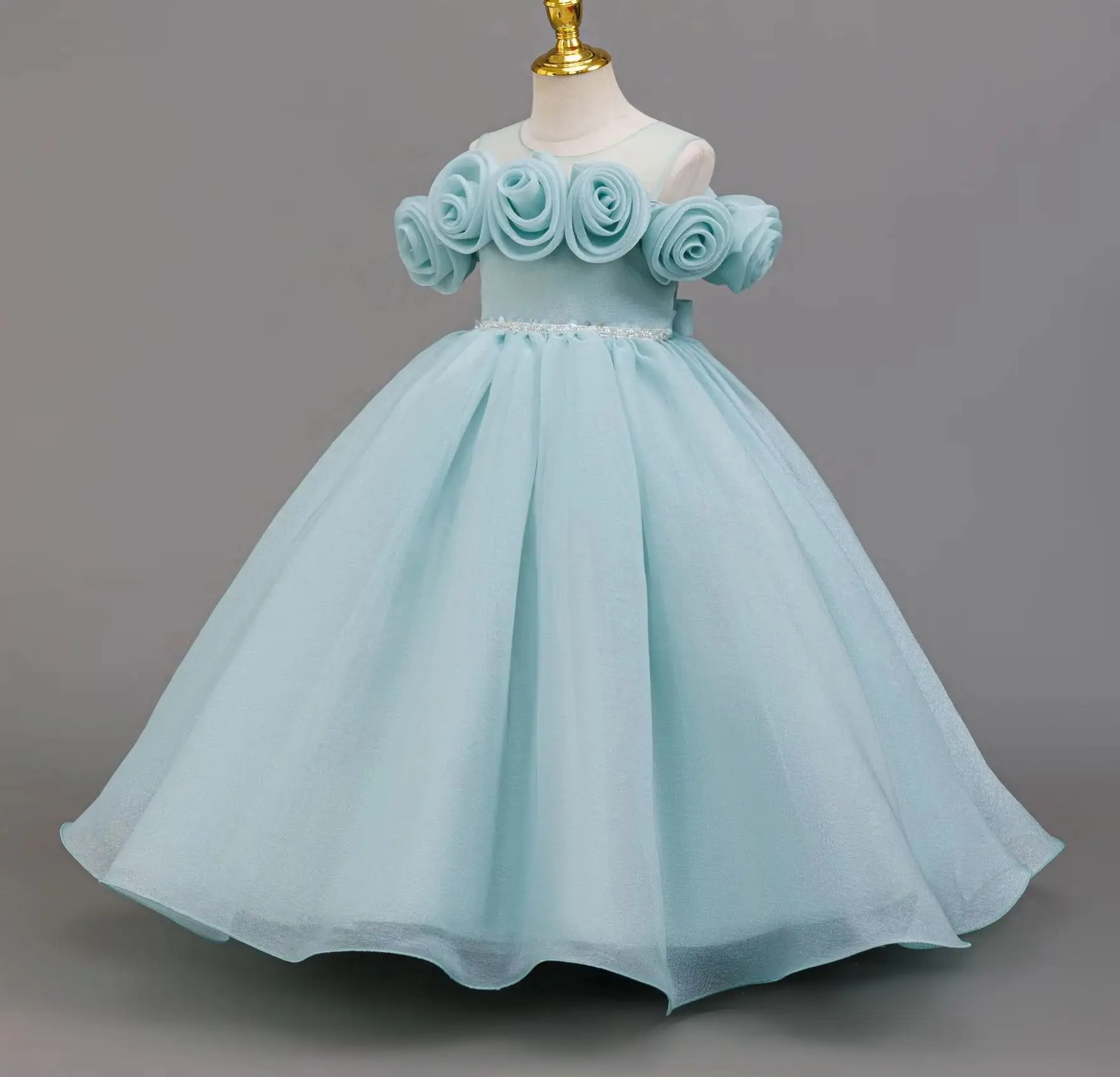Flower Girl Evening Dresses First Communication Children Elegant Dress for Party Girls' White Clothes