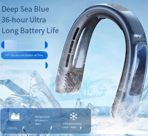 bladeless neck hanging silent refrigeration air conditioner，Portable USB charging outdoor oversized wind fan, neck fan