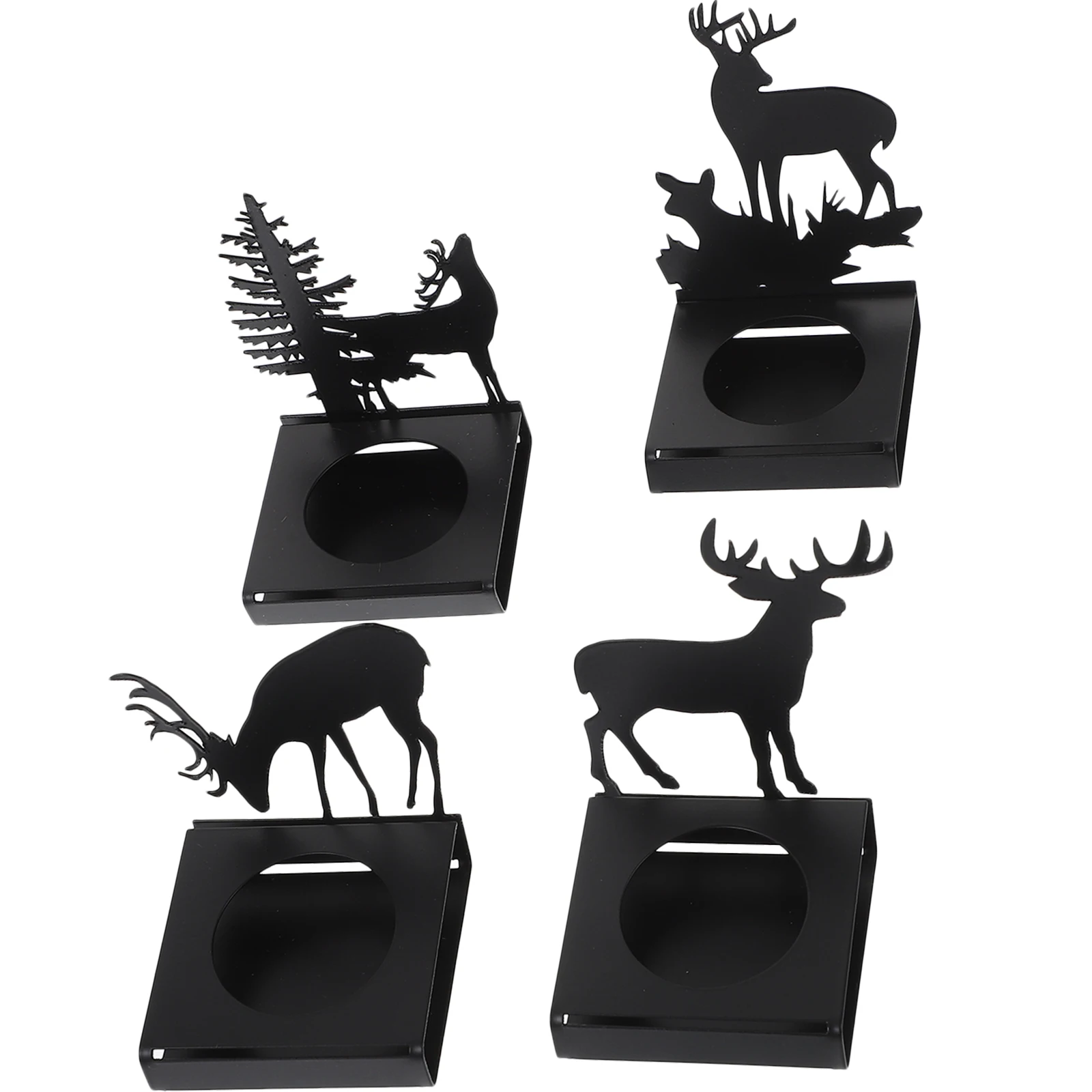 

4pcs Christmas Elk Shaped Holders Metal Tealight Stand Home Decor Party Centerpiece Desktop Accessories Heat Resistant