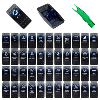 Çift Mavi Lens Rocker Kap Gece Aydınlatma Araba Tekne ATV Jeep Carling Navara 4X4 Rocker Anahtarı Değiştirme, Sadece Kapak