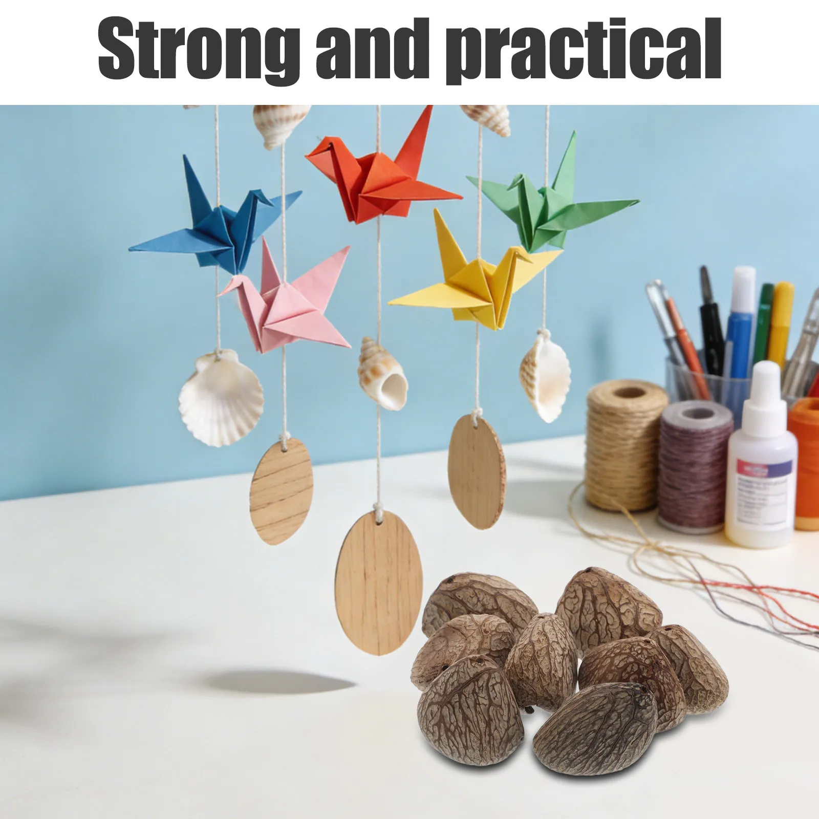 

Набор из 6 штук: Африканские колокольчики из скорлупы, натуральные подвески для поделок, материалы для изготовления ветряных колокольчиков, украшение для сада и улицы