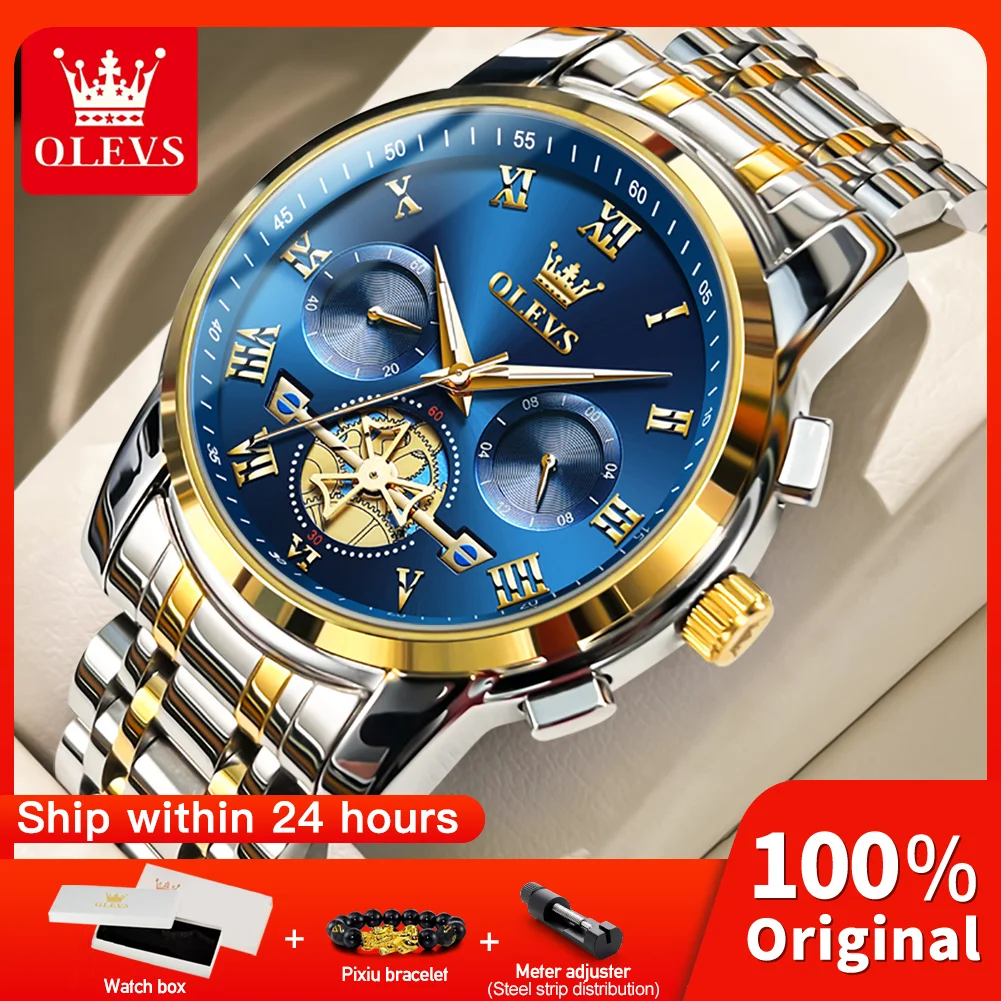 OLEVS 2859 Mens Watch Luxury Brand Classic Watches For Men Waterproof Luminous Quartz Watch Moon Phase Mens Gifts Original Reloj