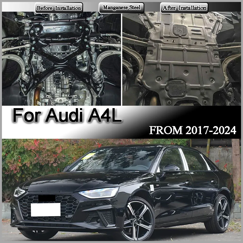 For Audi A4L 2017-2024 2.0T Car Accessories Black Under Engine Guard Mudguard Board Splash Shield Mud Fender Plate Panel
