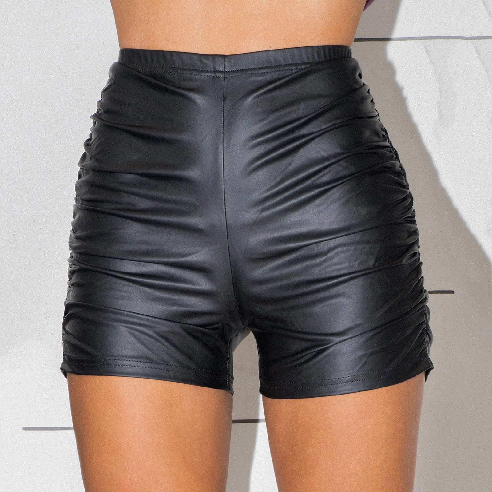 Women's Fashionable Patent Leather Tight Fitting Sexy Shorts Summer Solid Color High Waist Casual Comfortable Outdoor Shorts