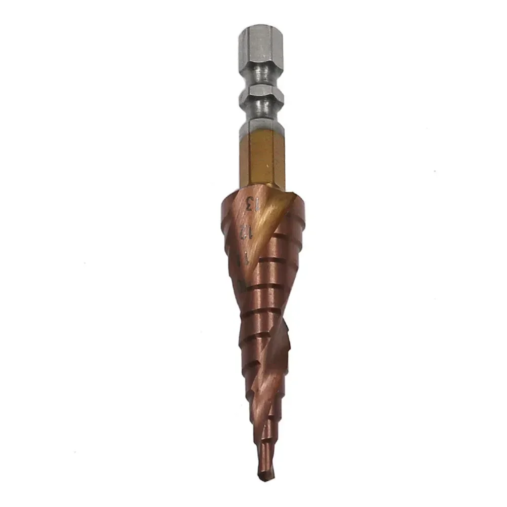 Imagem -02 - Passo Broca 313 mm Polegada Hex Haste Hss-co M35 Cobalto Brocas de Dois Gumes Espiral Sulco Escada para Trabalhar Madeira 1pc
