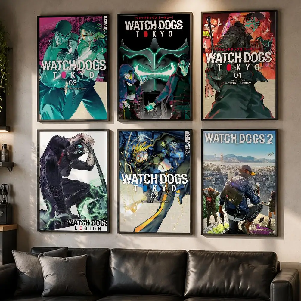 Exclusive Game Watch Dogs: Tokyo Poster No Glue Residue Self-Adhesive Art Poster Wall Decor for Bedroom Living Room