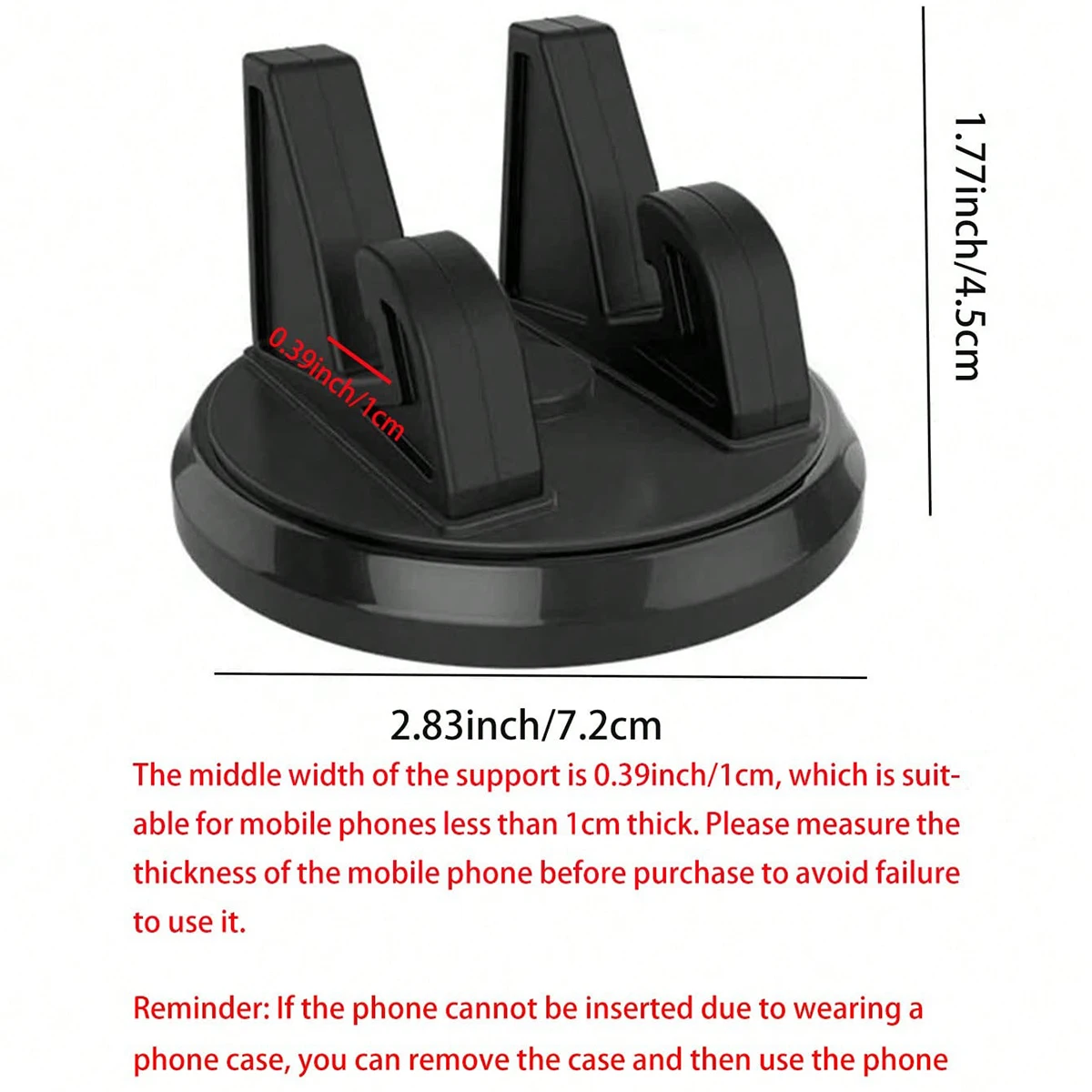 1pc 360 Degree Rotatable ABS Adhesive Car Phone Holder Mount, Suitable For Phone Navigation And Video Watching