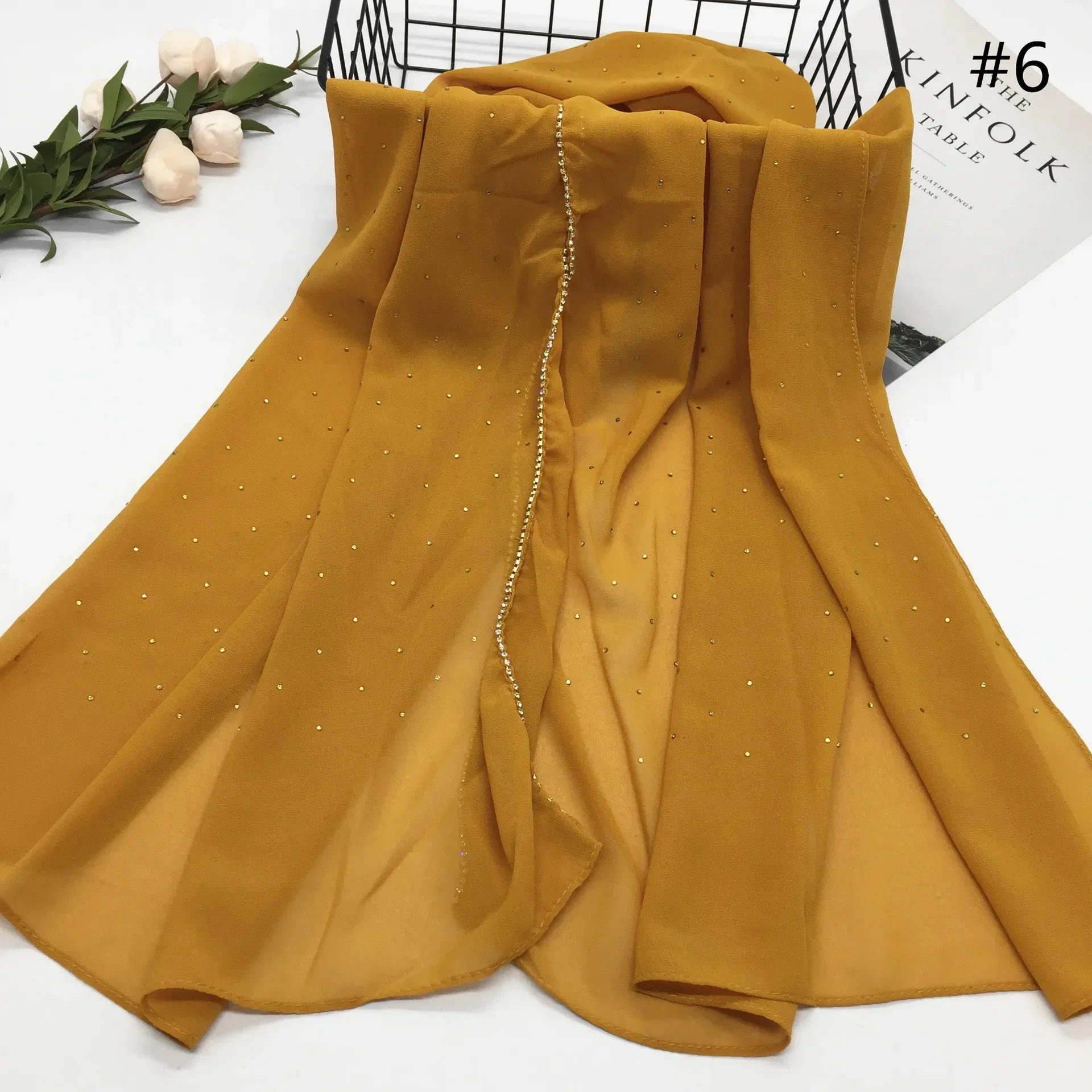 

Шифоновый хиджаб с жемчужной отделкой и стразами, женская дышащая солнцезащитная шаль, головной убор, платок, бандана, буфанда, фулярд, тюрбан для женщин