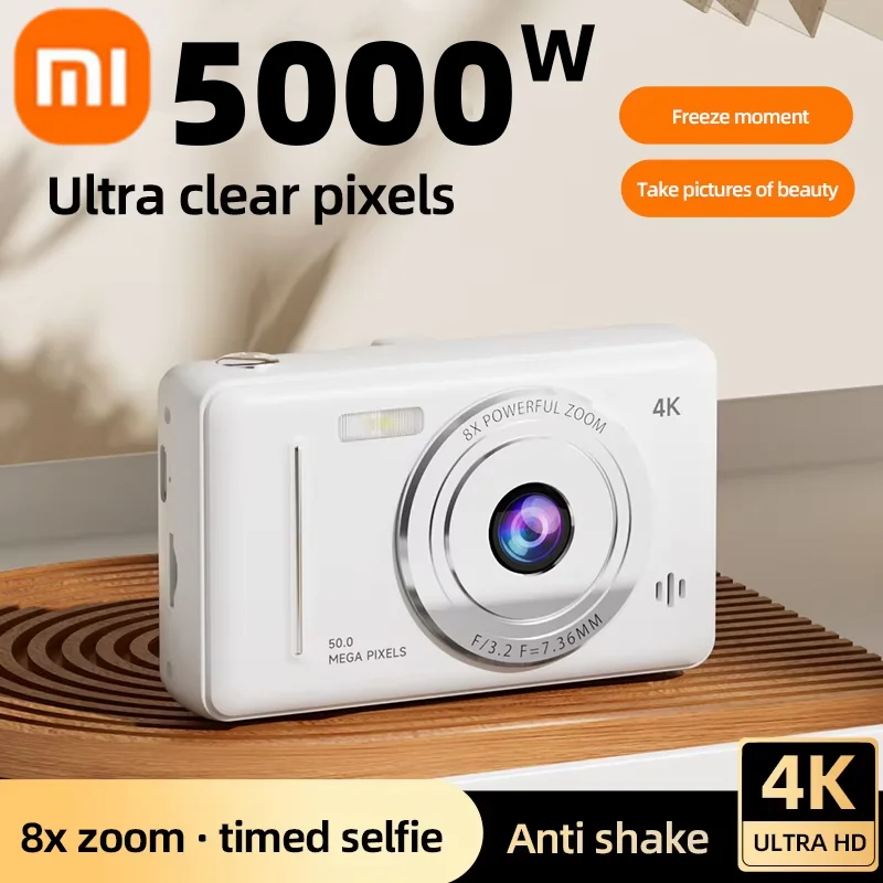 Cámara Xiaomi Retro 4K CCD de 50MP con Enfoque Automático, Doble Flash, Zoom 8x, Portátil, para Estudiantes, Vlogs, Principiantes, Viajes, Regalo, Fotografía