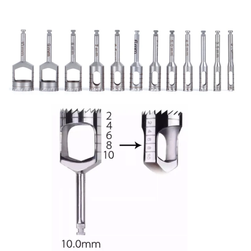 1Pcs Dental Implant Bone Trephine Drill Bur Stainless Steel Surgical Bone Extraction Splitting Ring Bur for Low Speed Handpiece