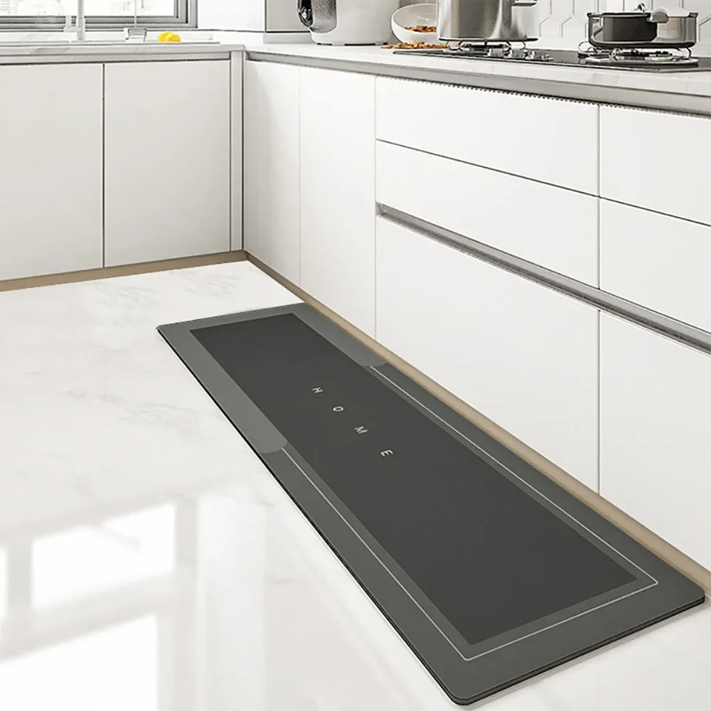 Alfombrilla de terciopelo de cristal superabsorbente para el suelo de la cocina, alfombrilla antideslizante para el baño, lavable y con tiras largas