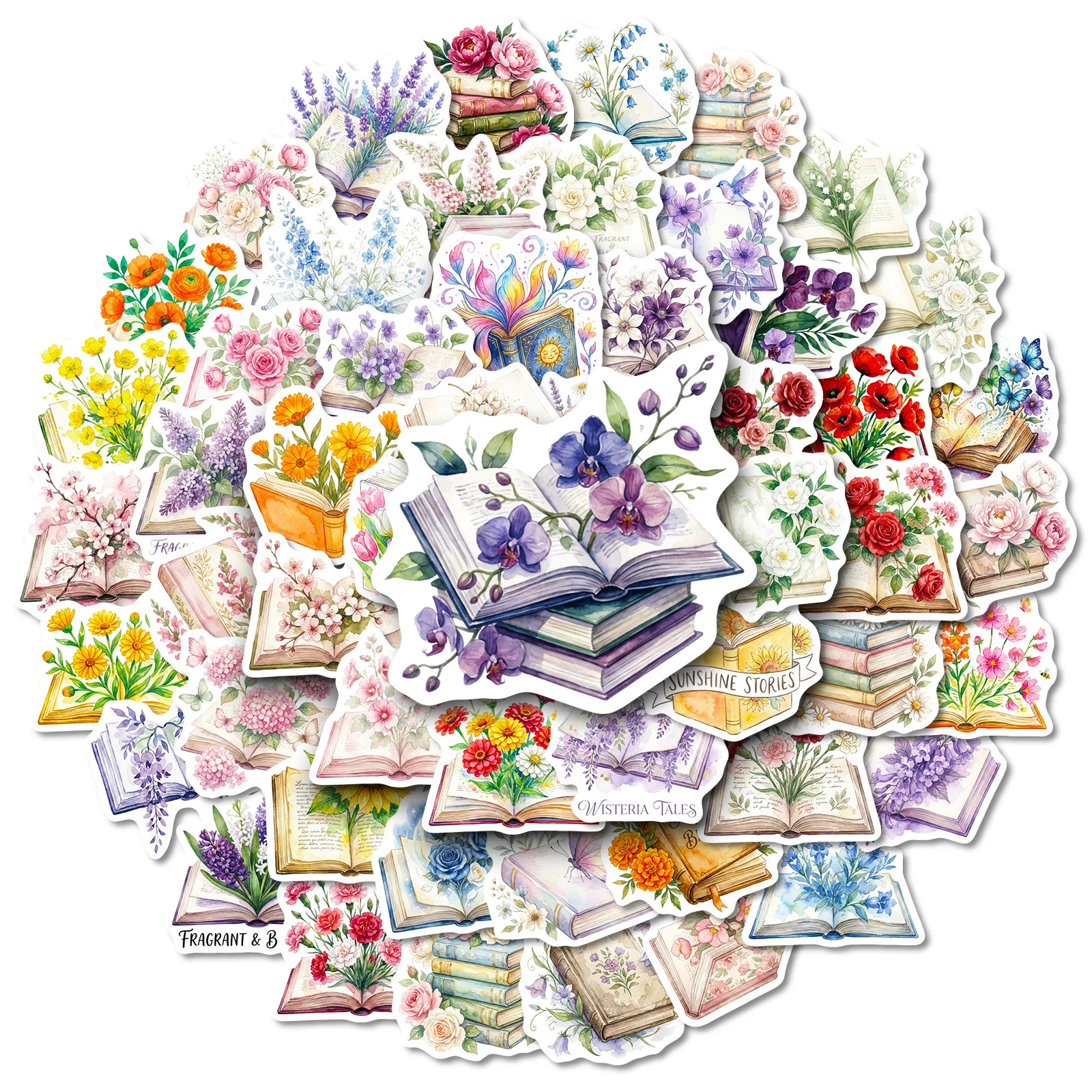 

10/56PCS Aesthetic Books Flower Gaffiti Stickers Creative Decoration Mobile Phone Case Skateboard Notebook Water Cup Toys Gifts