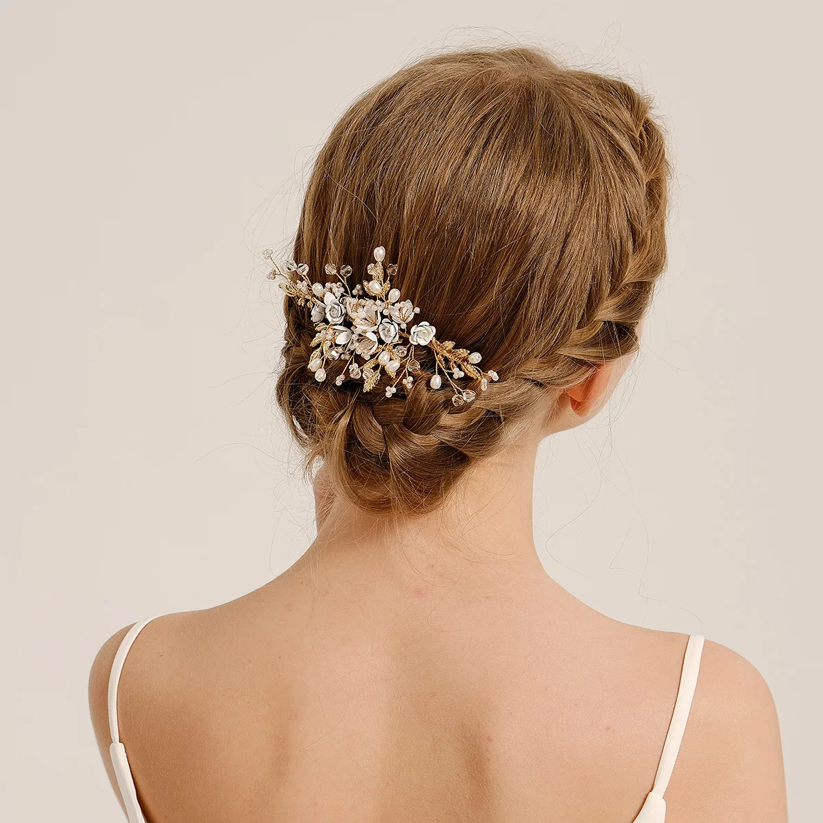 Bride Double Hair Comb Blue Flower Pearl Hairpin European And American Wedding Hair Accessories Fashion Marriage Headwear Gifts