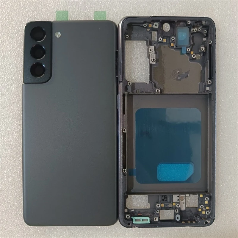 

Полный корпус S21 для Samsung Galaxy S21 G991, средняя рамка + задняя крышка аккумулятора, задняя крышка с объективом камеры, замена