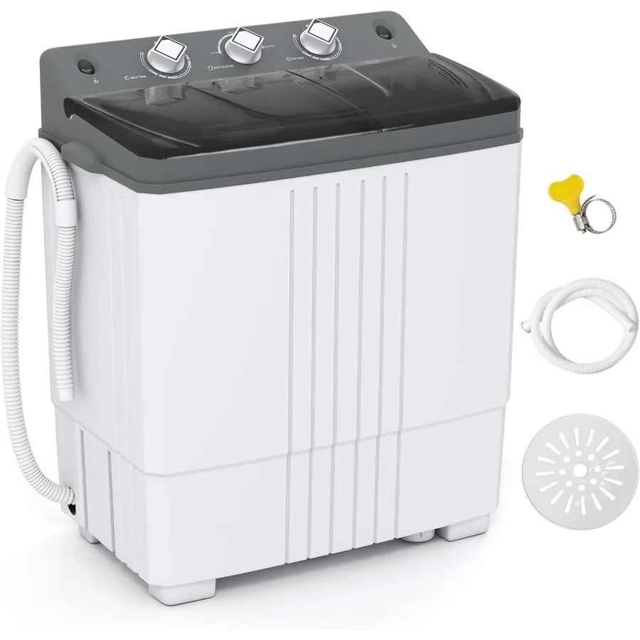 

Compact Portable Washing Machine with 20 LBS Washer Spinner Combo Featuring Built-in Drain Pump and Time Control for Efficient