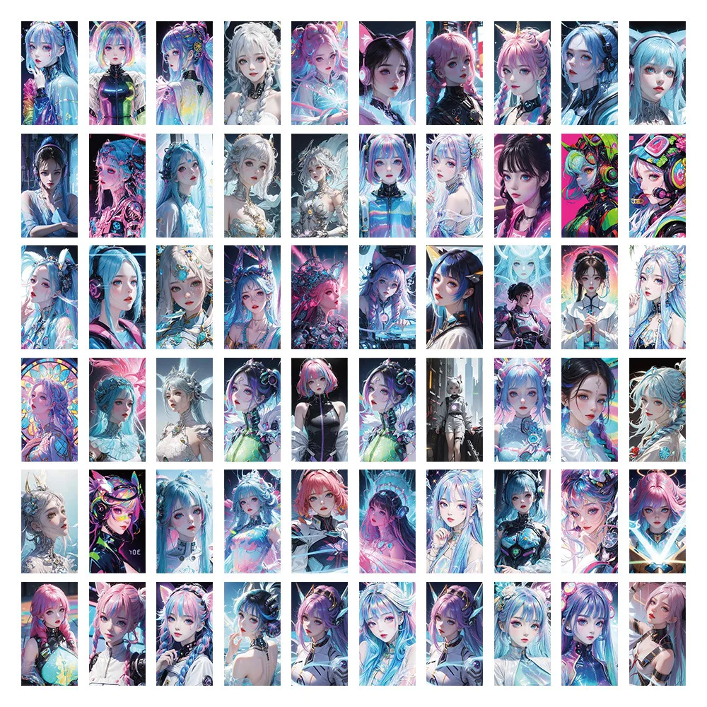 63pcs Punk Two-dimensional Vitality High-definition Girl Phone Case Decoration Stickers