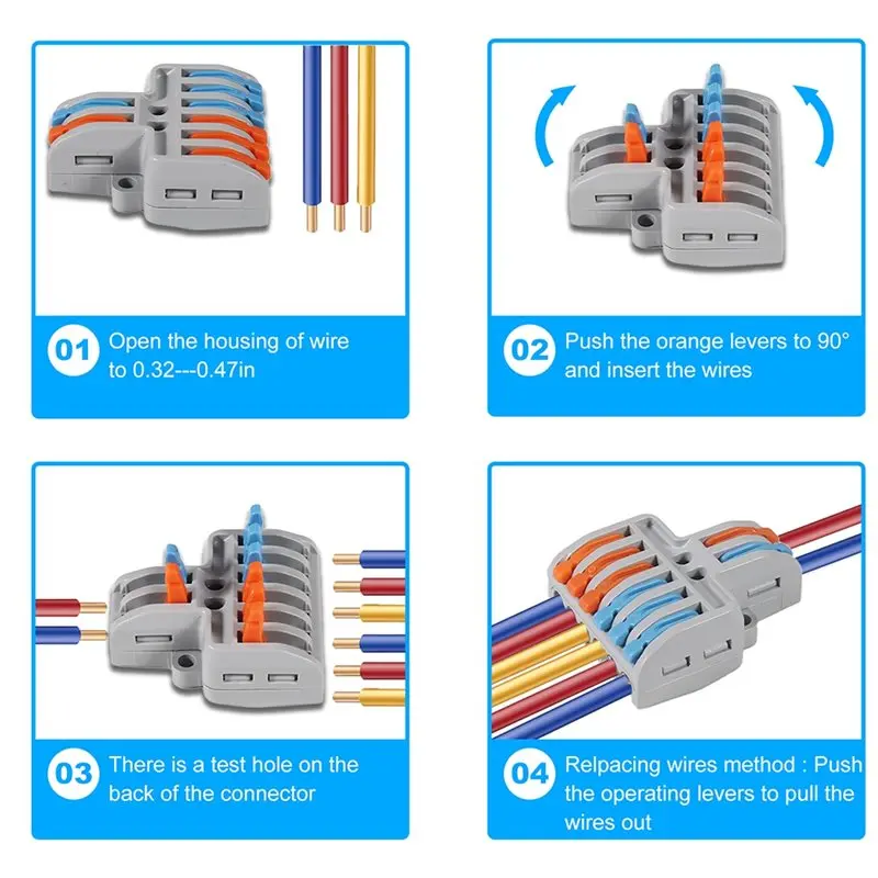 Light Weight Compact Splicing Wire Connectors 9Pcs Assortment Pack Quick Wiring Connector Lever Connector Kit For AWG 28-12