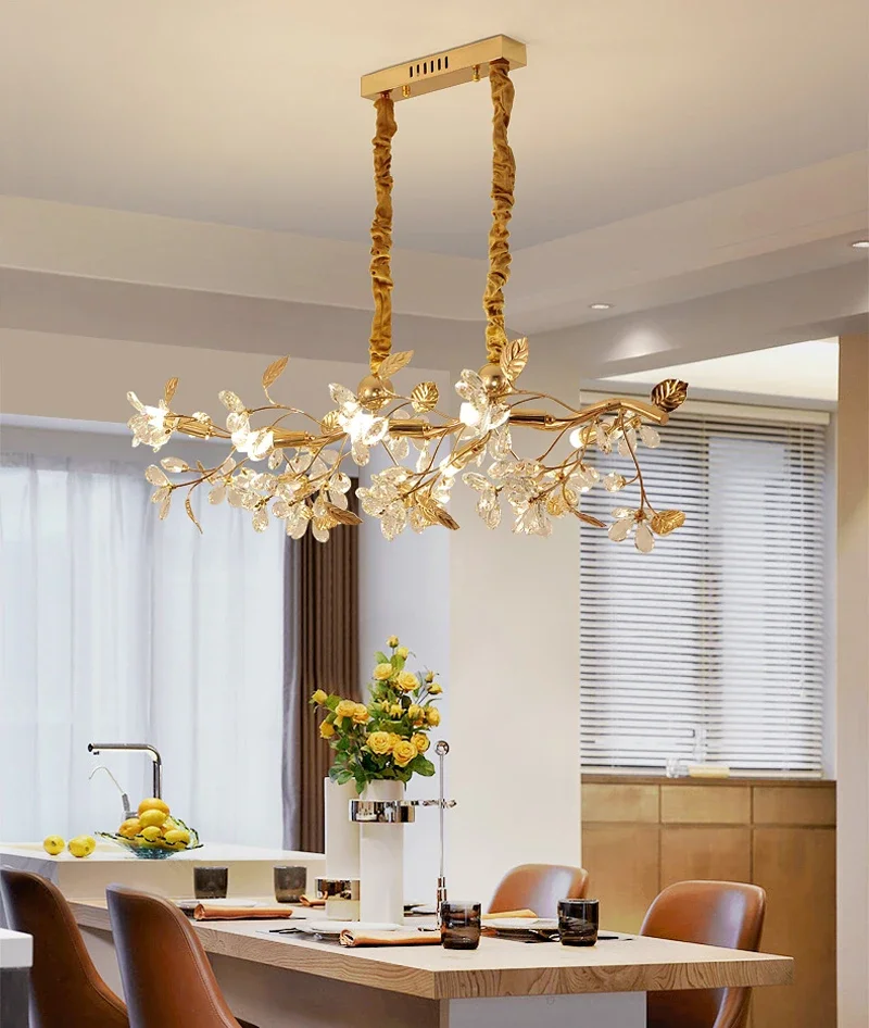 Foyer Villa 100CM Plus large gold crystal Chandelier LED Hanging Lamp for Living Room Kitchen Bar Restaurant Home hotel Lighting