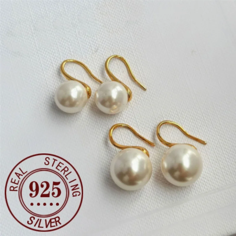 

Somilia-New Fashion Wholesale 8-12mm White Pearl and 925 Sterling Silver Stud 18 k Earrings for Women Jewelry Gifts