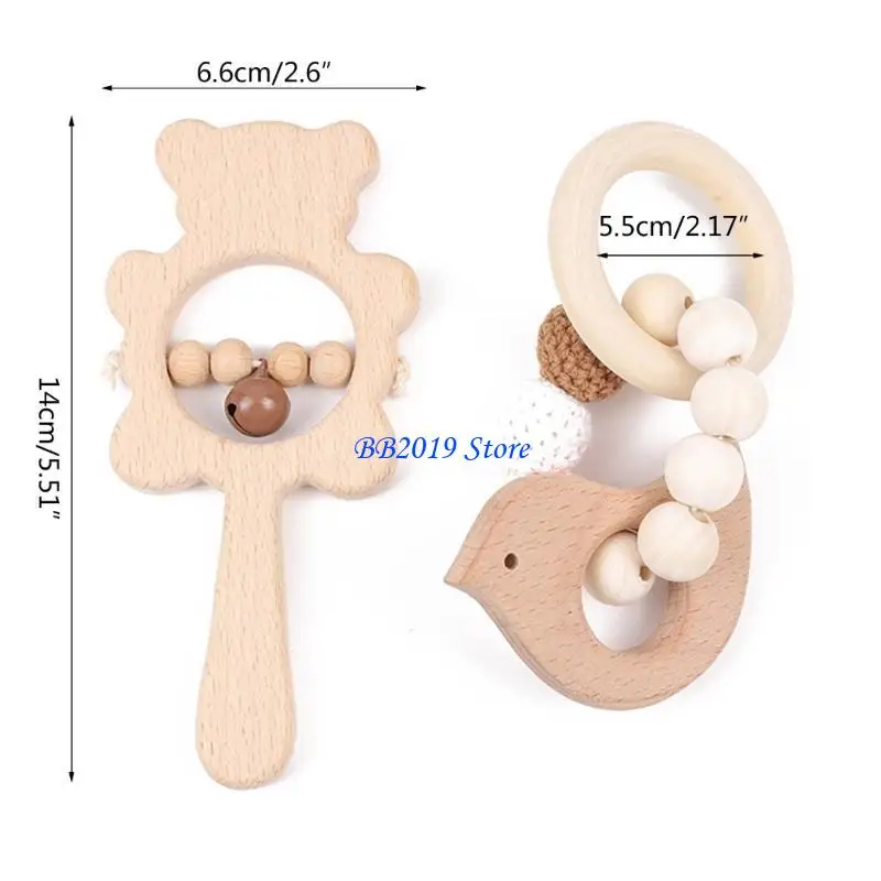 Q0KB Haak Beadbracelet kinderziektes verlichting Rammelaar Rammelaar Infant Music Toy Handbell