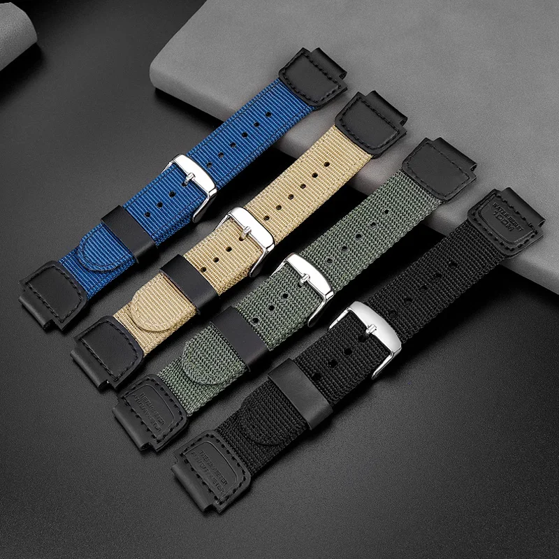 18mm High Quality Soft Thin Nylon cowhide Strap Suitable for Casio AQ-S810W SGW-300 AE1200 w218h Steel Ring  Men\'s Watch Band