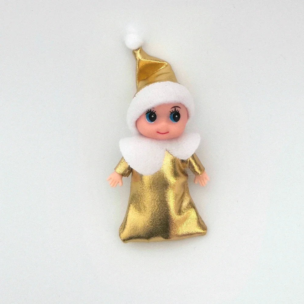 Abito da sera metallico da 7cm Baby Elves decorazioni natalizie accessori da tavolo bambole