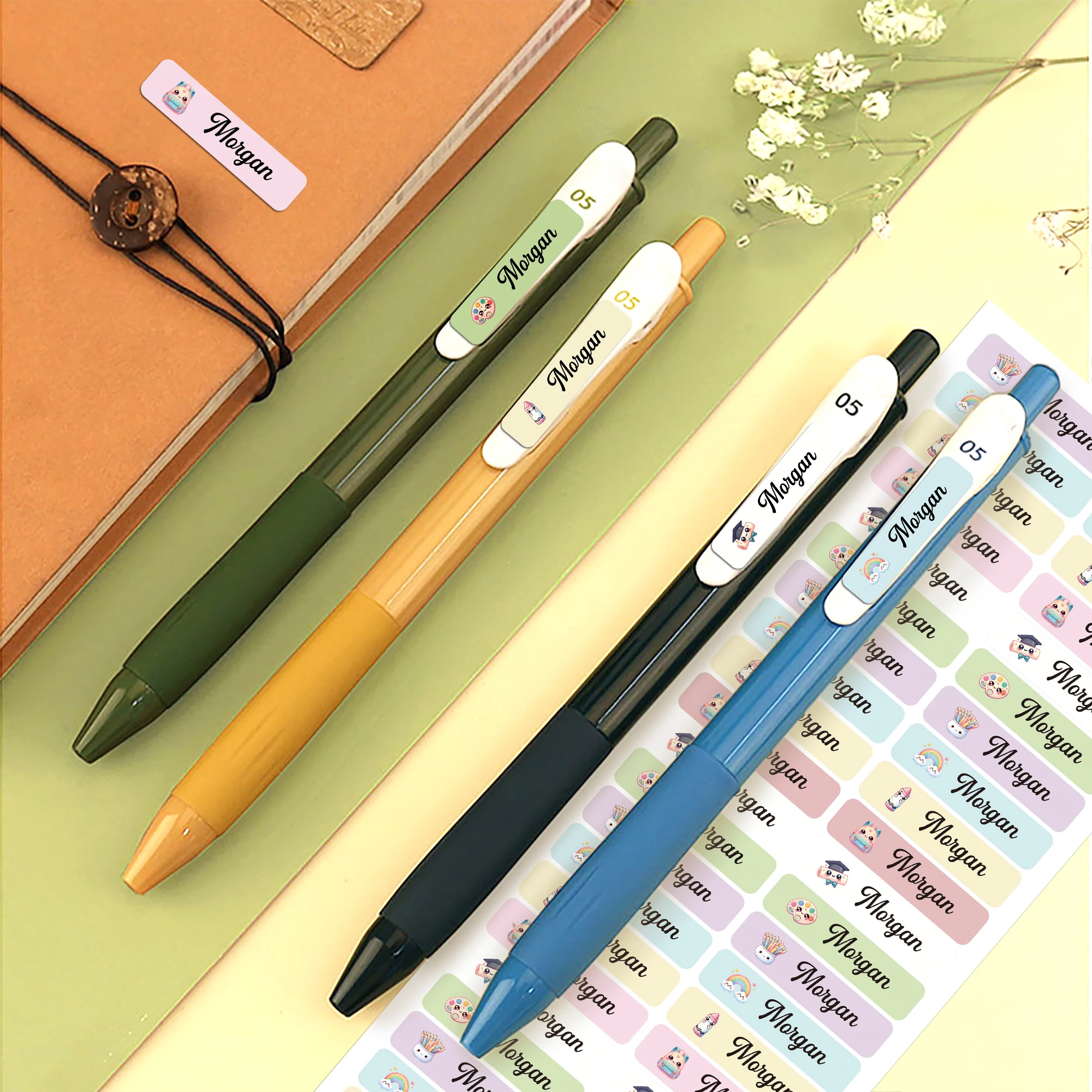 42/84/126pcs Art tools Personalized Bottom Stickers Textbook Tag Personalized Label Water Cup Label Personal Office Supplies