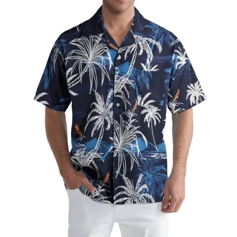 

Men's Hawaiian shirt short sleeved button casual shirt summer print tropical floral beach shirt