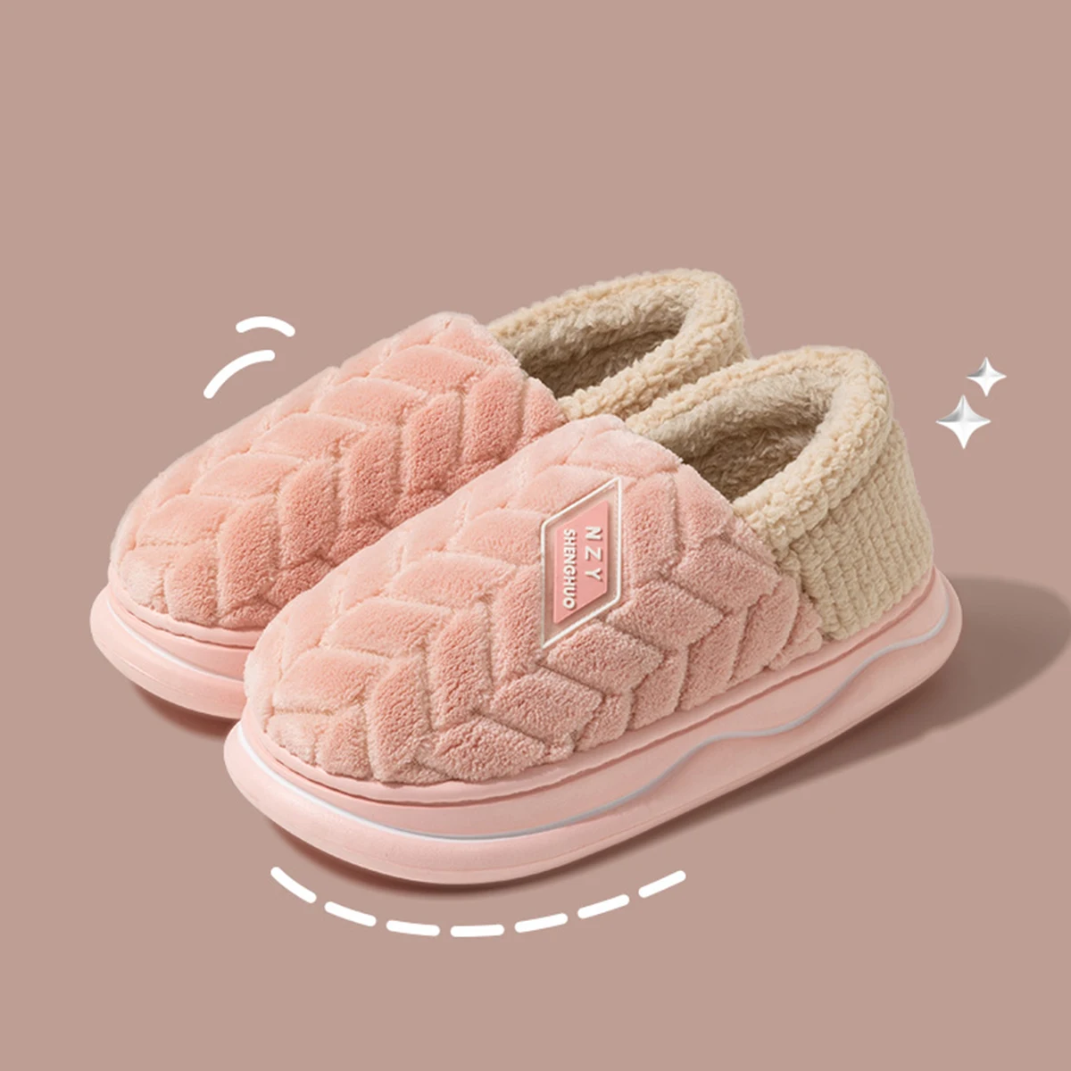 Winter Home Slippers for Women Warm Thick Sole Non Slip Indoor Slippers for Men Fluffy Bedroom Slippers for Unisex