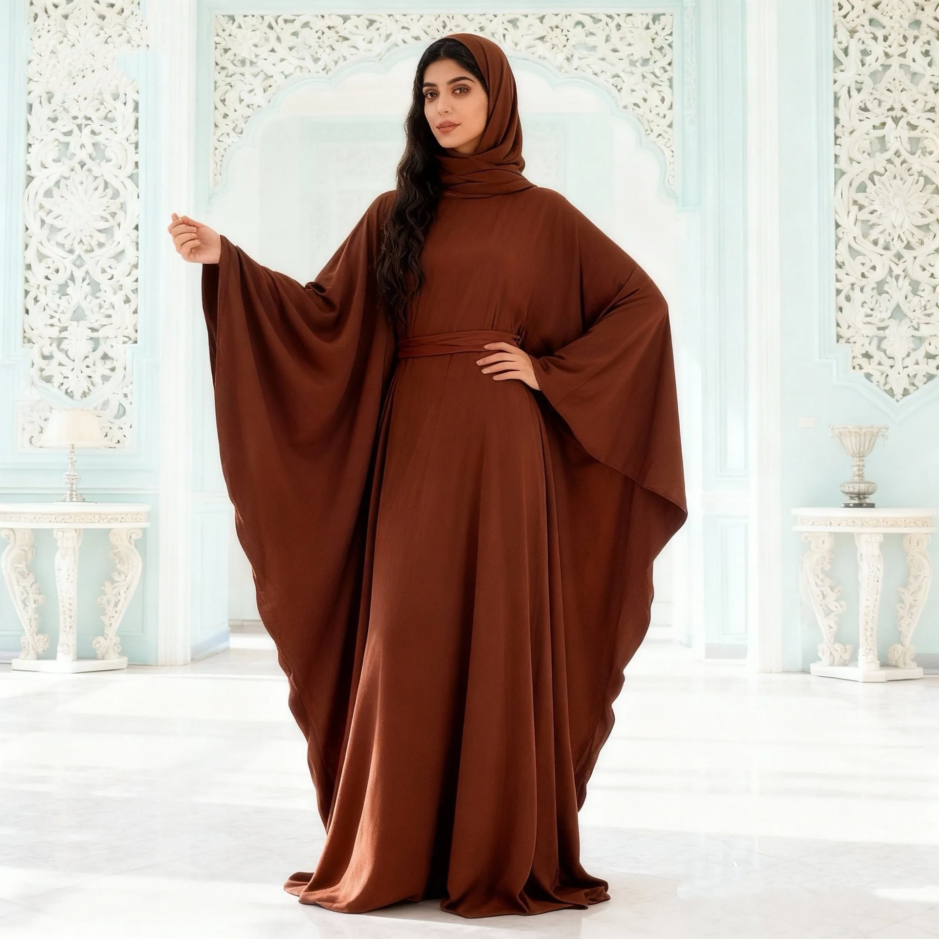 

Ид Мубарак Длинное платье с поясом Абая для мусульманских женщин Бальные платья Дубай Кафтан Исламская скромная одежда Турция Формальный свободный повседневный