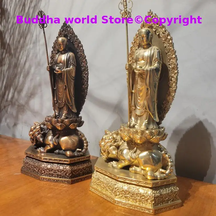 23CM Greatly merciful Buddhism world Ksitigarbha DI ZANG WANG Boutique copper Holy Buddha Buddhist lama monk worship offering