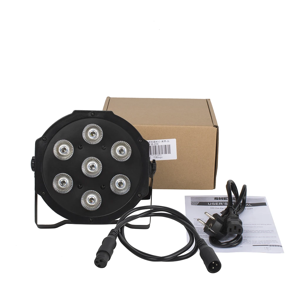 8 stks Hot Verkoop en Hoge Kwaliteit Platte LED Par 7X12 w/7X18 W RGBW Stage Wash Licht DMX Controller DJ Apparatuur Disco Night Club Show