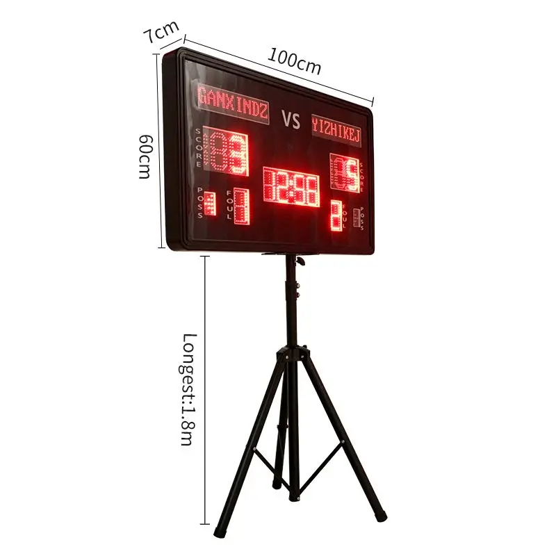 Wireless Remote Control Led Electronic 1 Meter Portable Basketball Court Digital Scoreboard with Tripod Stand