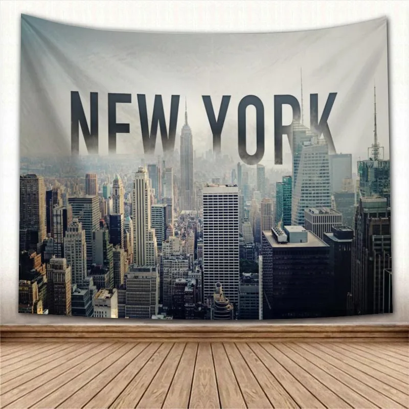 

New York City Tapestry Bustling City Scenery Advanced Grey Theme Decorative for Living Room Bedroom Dormitory Hanging Curtain