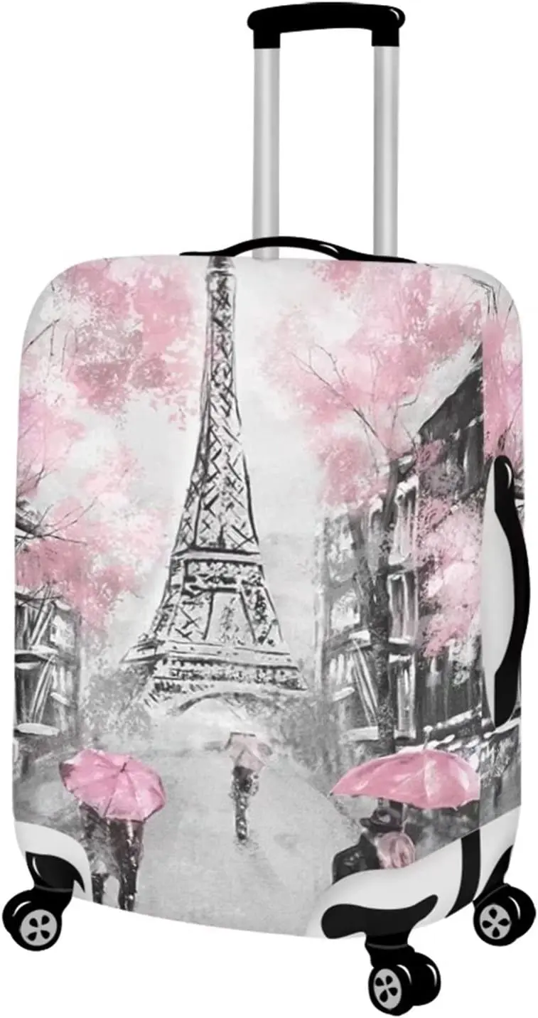 

Eiffel Tower Print Luggage Cover High Elastic Spandex Suitcase Protector Durable Washable Dustproof Suitcase Bag Covers