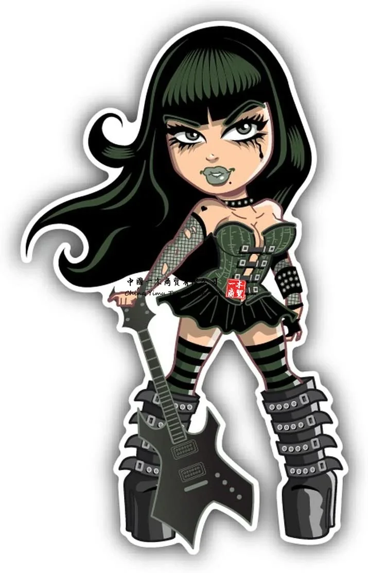 Goth Girl Sexy Tough Vinyl Decal For Bumper Sticker Pegatina