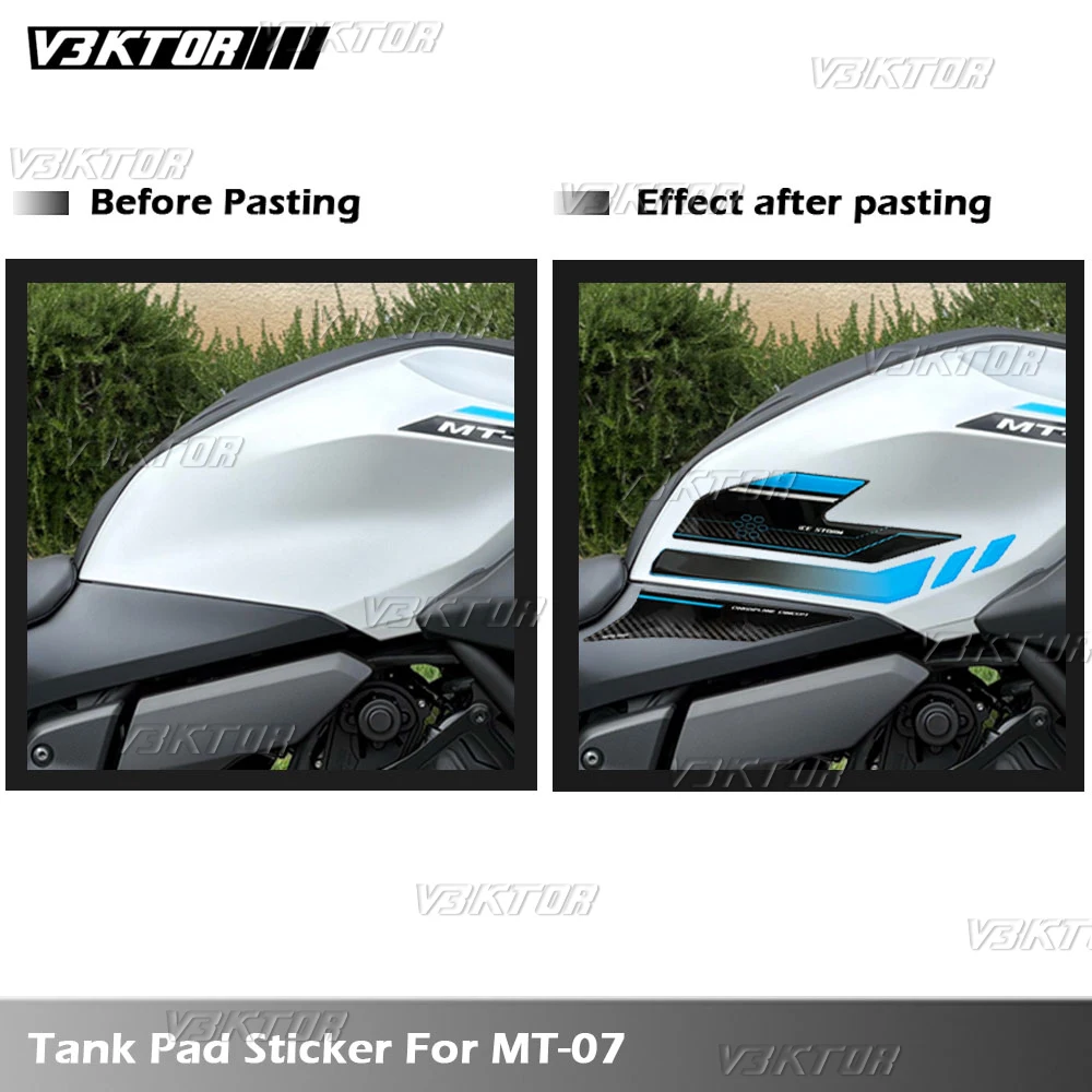 For MT 07 MT07 MT-07 3D Resin Fuel Tank Pad Sticker Motorcycle Oil Gas Cap Tank Decal Cover Protector Waterproof Ice Storm 2025 2