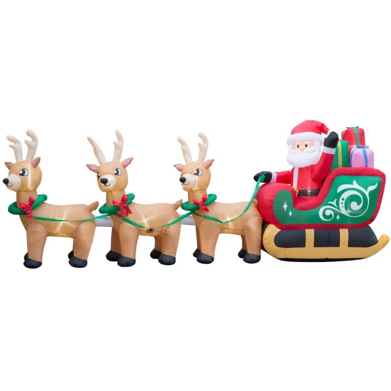 48 hours delivery Santa Claus On Sleigh Build-in Led Blow Up Christmas Party Outdoor Inflatable Decoration Elk Decorations