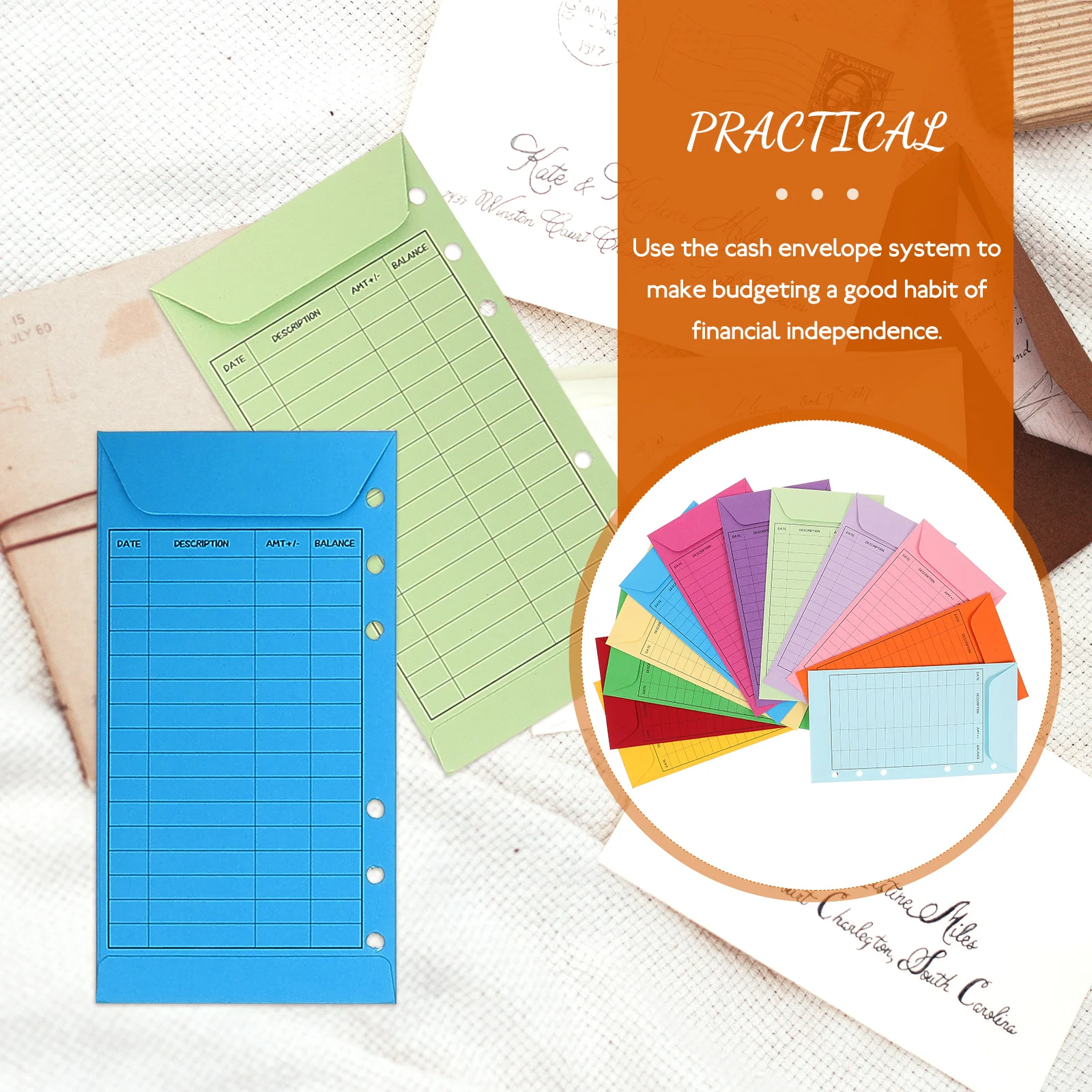 

Colorful Envelope Set Cash System Envelopes Reusable Money for Binder Budgeting Stuffing Colored