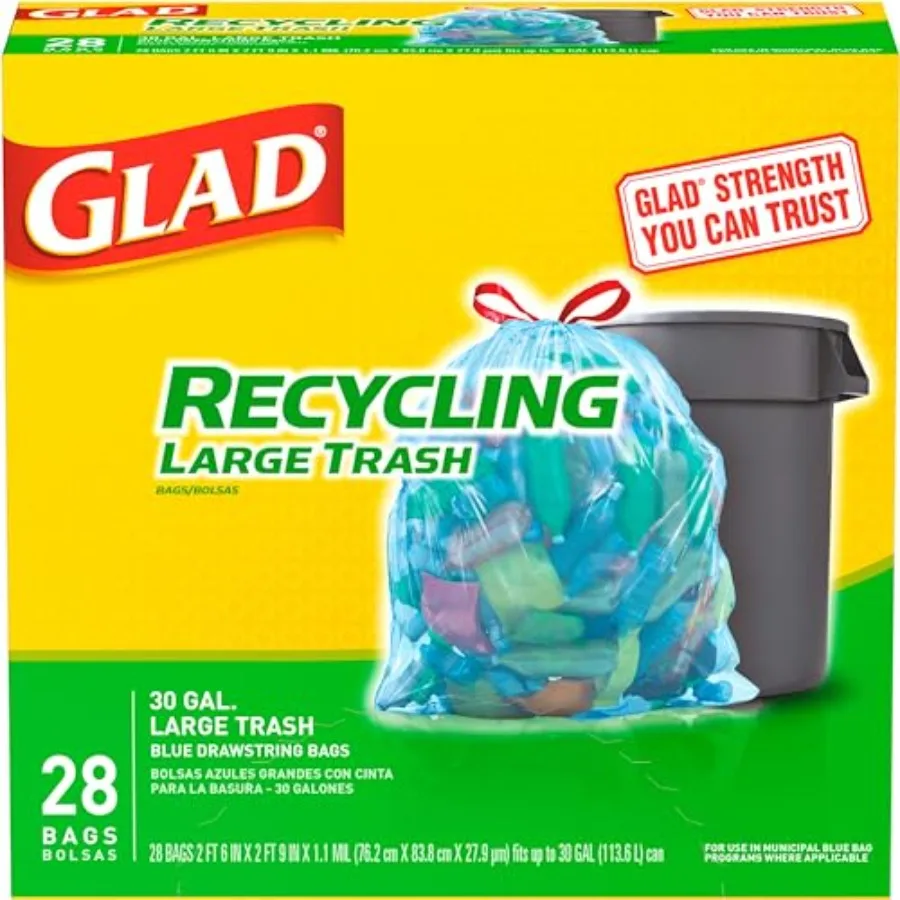 

Large Drawstring Trash Bags for Heavy-Duty Kitchen Waste Management and Recycling Solutions 30 Gallon Capacity Blue Garbage Bag