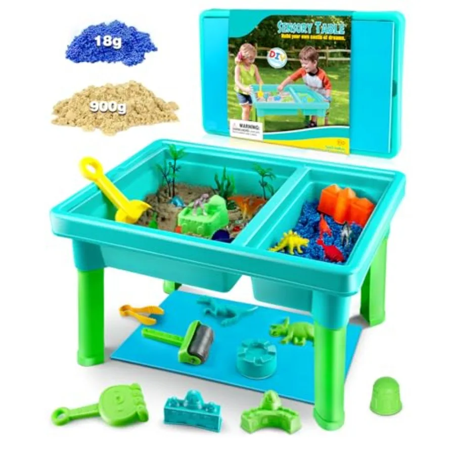 

Набор песочницы Стол для песка: игровой набор для песка с крышкой, игрушки, наборы форм для малышей, динозавров, океанов, улучшают творчество и исследование Sk
