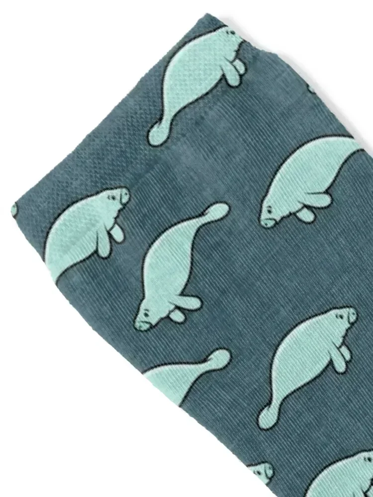 manatees - teal on dark blue Socks Children's anti slip football designer brand Boy Socks Women's