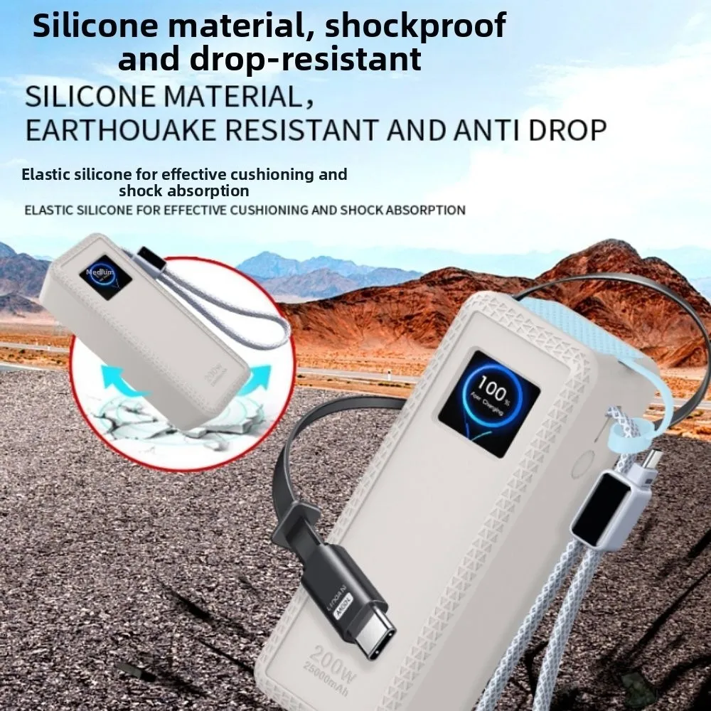 Shockproof Silicone Case Soft Portable Protective Cover Dustproof Carrying Case for UGREEN 200W 25000mAh Power Bank-PB728 Travel