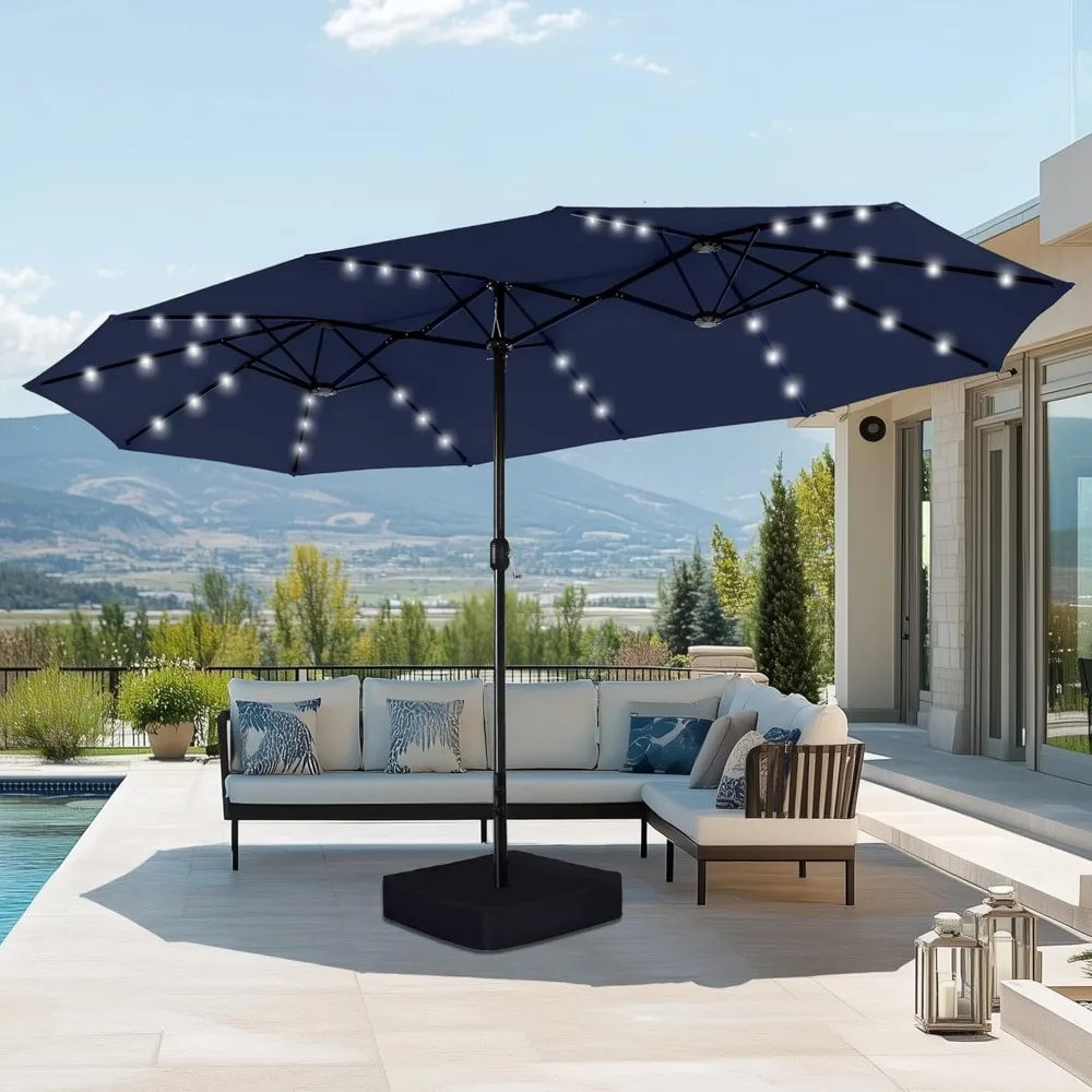 

sophia & william 15-foot rectangular solar-powered patio umbrella with base