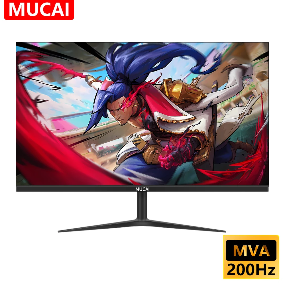 

MUCAI 24 Inch Monitor 200Hz LCD Display PC MVA FHD Desktop Gamer Computer Screen Flat Panel HDMI-compatible/DP/1920*1080