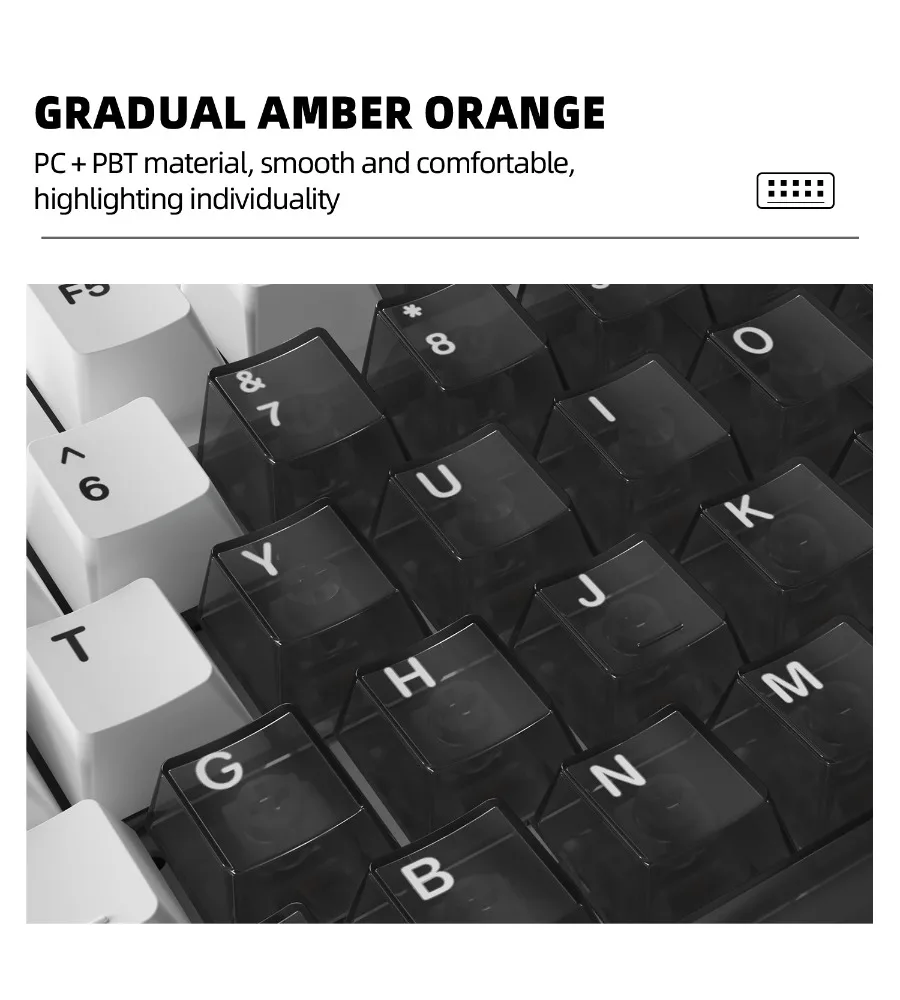 [PC + thermal sublimation A layout] Mechanical keyboard keycap five-sided PBT thermal sublimation transparent double color