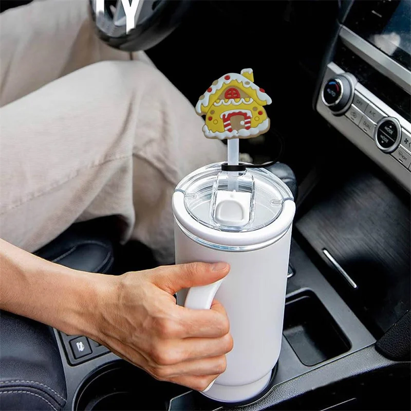 مضيئة عيد الميلاد موضوع 8 مللي متر 10 مللي متر سيليكون الغبار سبلاش برهان شرب اكسسوارات القش الأغطية غطاء سدادة القبعات العالية المعكرونة مصفاة