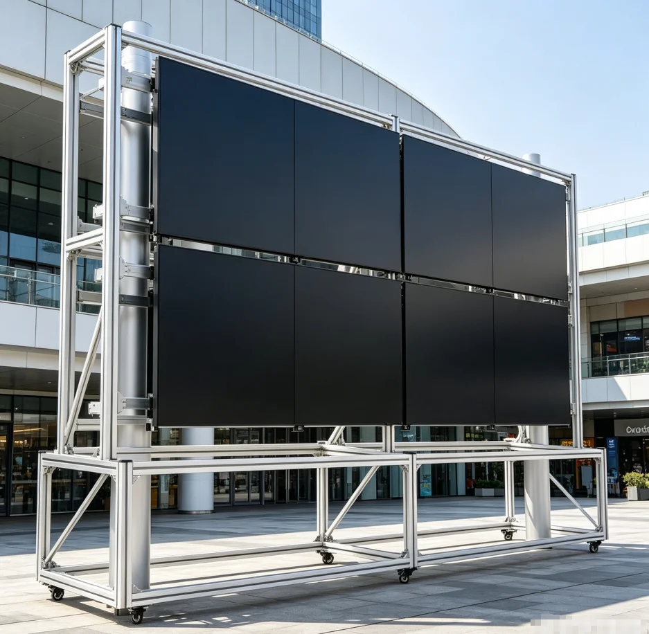 2026Industrial Aluminum Extrusion Video Wall Bracket Mobile LED Display Screen Support Rack for Exhibition Outdoor Advertisingpr