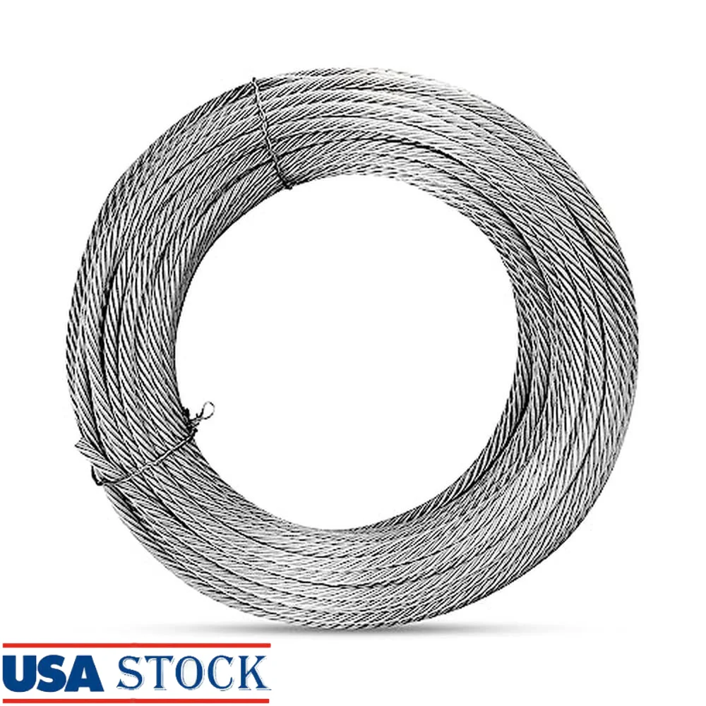 1/4 Stainless Steel Cable 100ft Wire Rope 7X19 Strands Aircraft Cable 6400lbs Breaking Strength Zip Line Heavy Duty Elevate Your