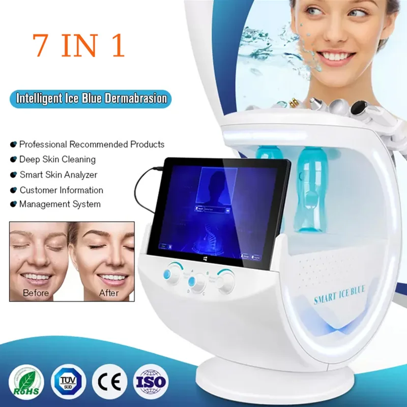 Factory Price 7 in 1 Smart Ice Blue Plus Hydra Oxygen Facial Machine Facia Cleaning Profession 2nd Generation Hydrodermabrasion